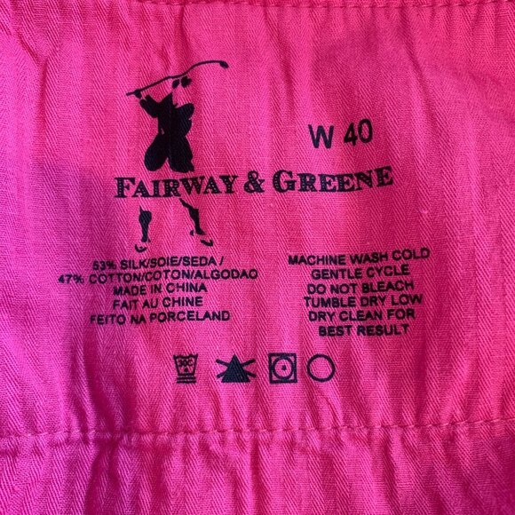 Fairway & Greene Men's Washed Cotton Silk Golf Short Sz 40 in Sunrise Pink - Picture 9 of 12